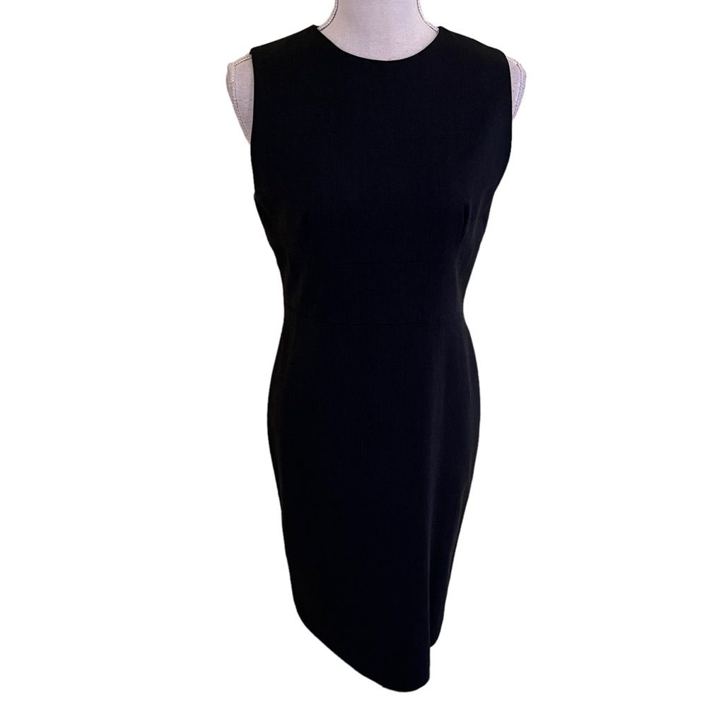 Santorelli Black Sleeveless Wool "Luna" Sheath Dress 8